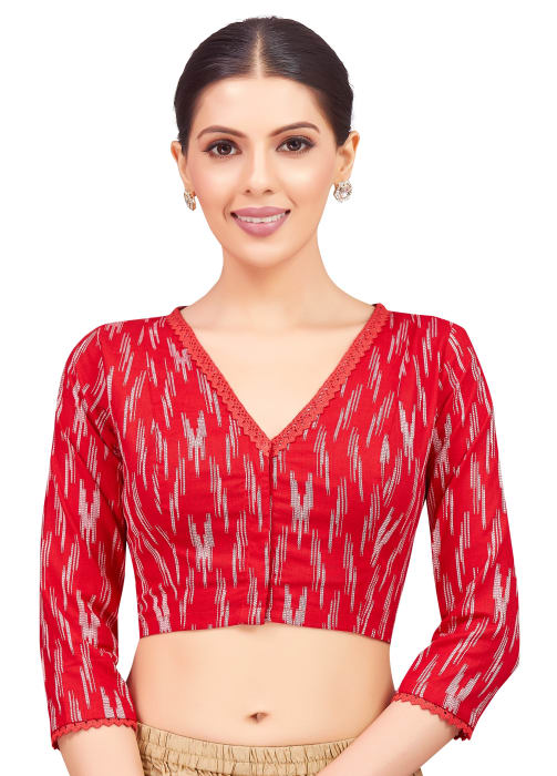 Studio Shringaar Women's Red Readymade Blouse (Design 2782)