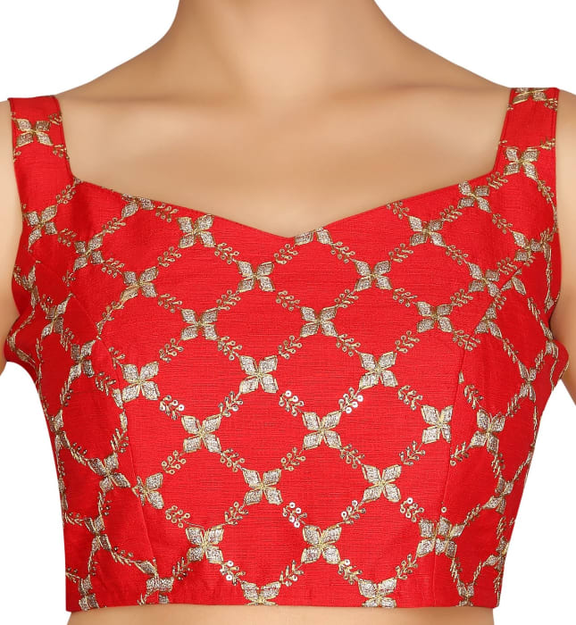Studio Shringaar Women's Red Readymade Blouse (Design 2125)