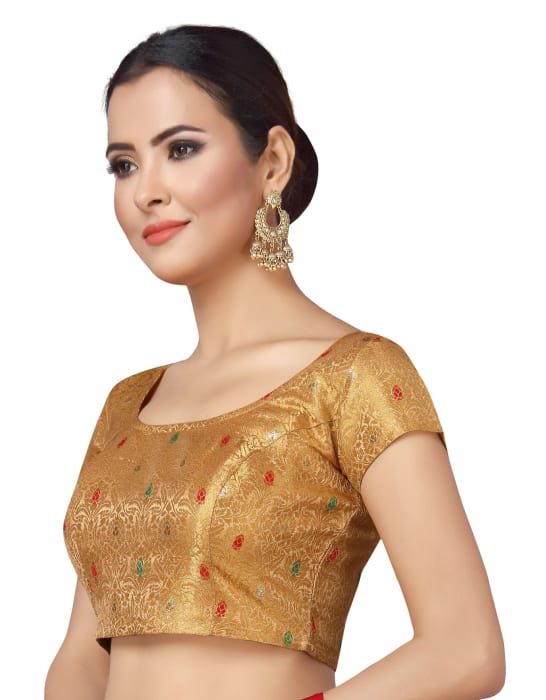 Studio Shringaar Women's Gold Readymade Blouse (Design 2172)