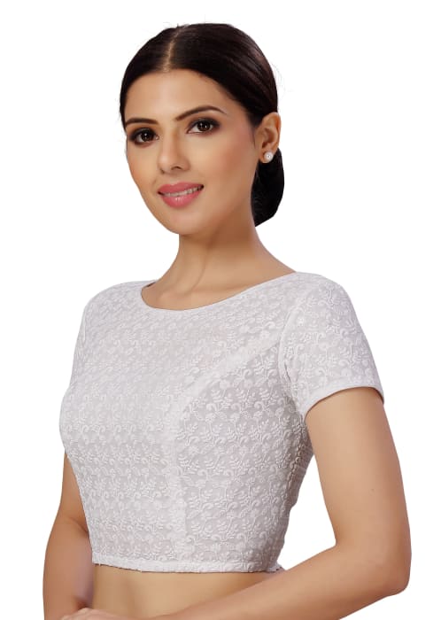 Studio Shringaar Women's White Readymade Blouse (Design 2589)