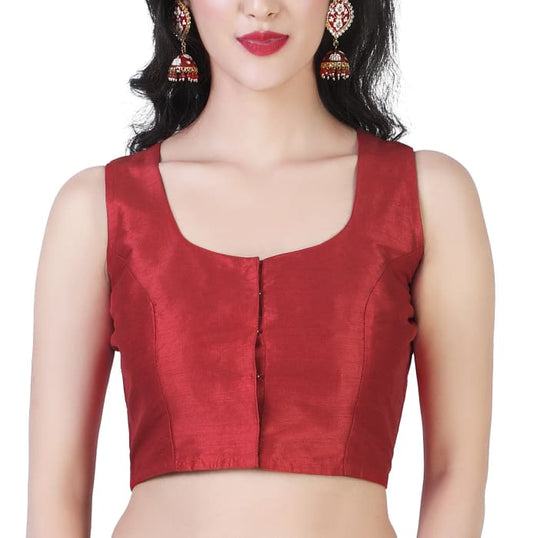 Women's Maroon Silk Polyester Blouse (Design 2388)