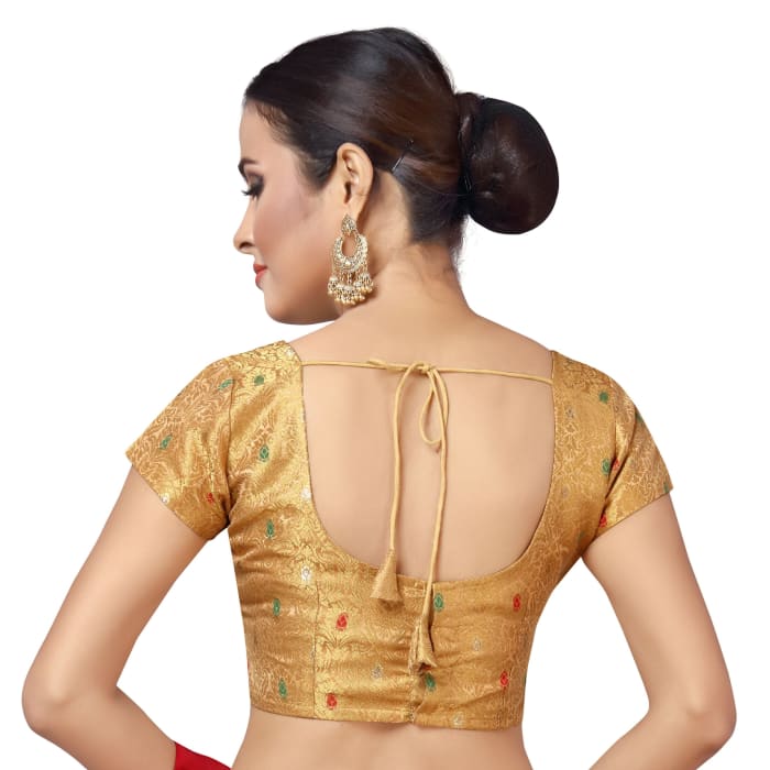Studio Shringaar Women's Gold Readymade Blouse (Design 2172)