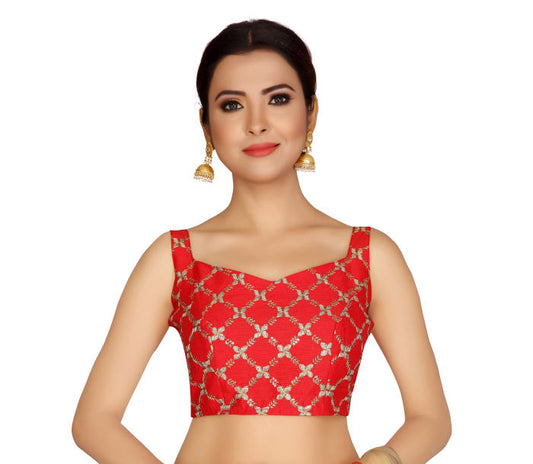 Studio Shringaar Women's Red Readymade Blouse (Design 2125)