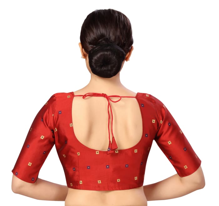 Studio Shringaar Women's Maroon Readymade Blouse (Design 2595)
