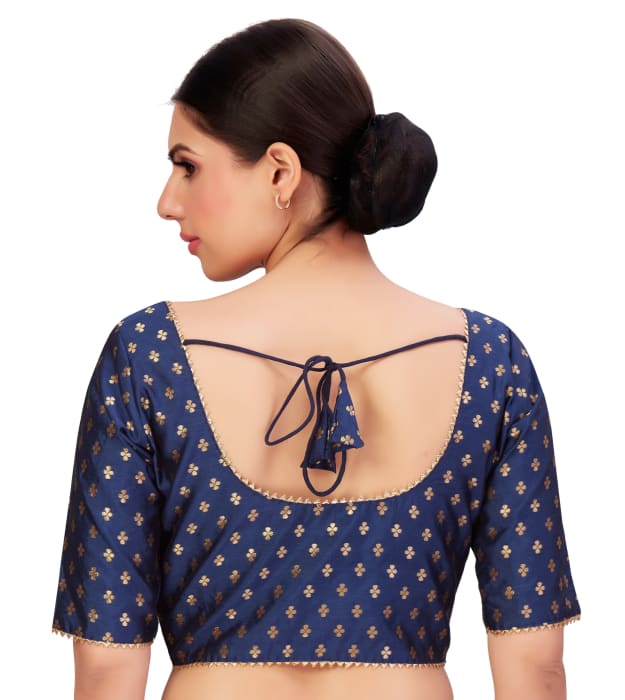Studio Shringaar Women's Navy Blue Readymade Blouse (Design 2652)