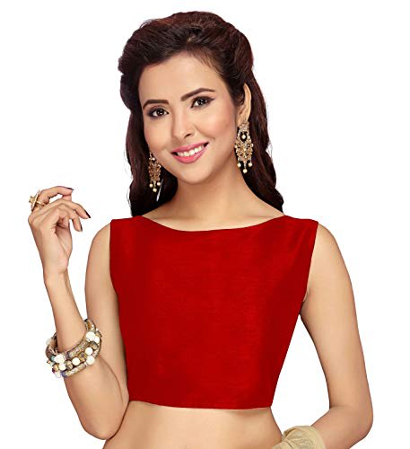 Women's Red Raw Silk Blouse (Design 2176)