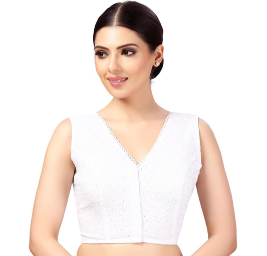 Studio Shringaar Women's White Readymade Blouse (Design 2616)