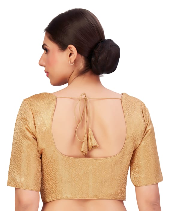 Studio Shringaar Women's Gold Readymade Blouse (Design 2653)