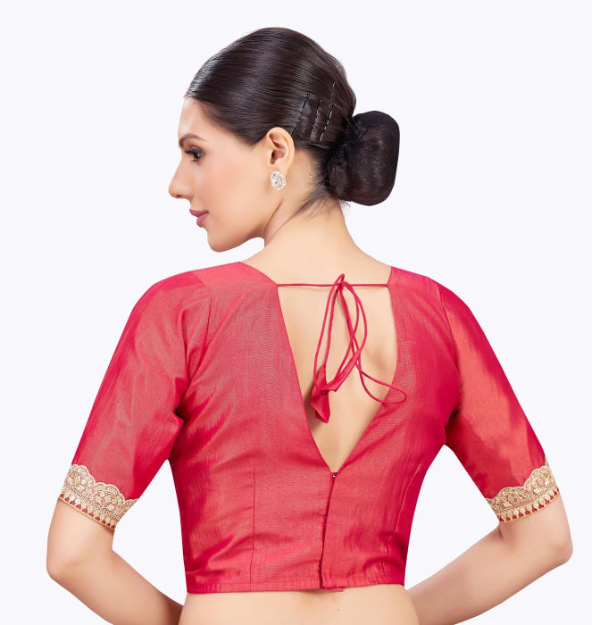 Studio Shringaar Women's Pink Readymade Blouse (Design 2708)