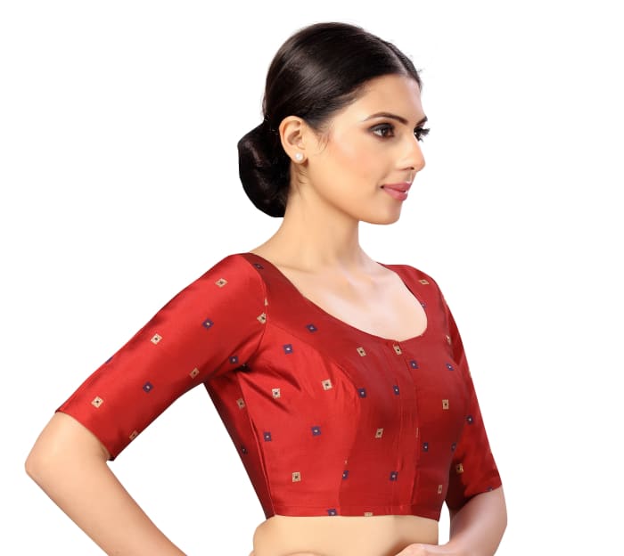 Studio Shringaar Women's Maroon Readymade Blouse (Design 2595)