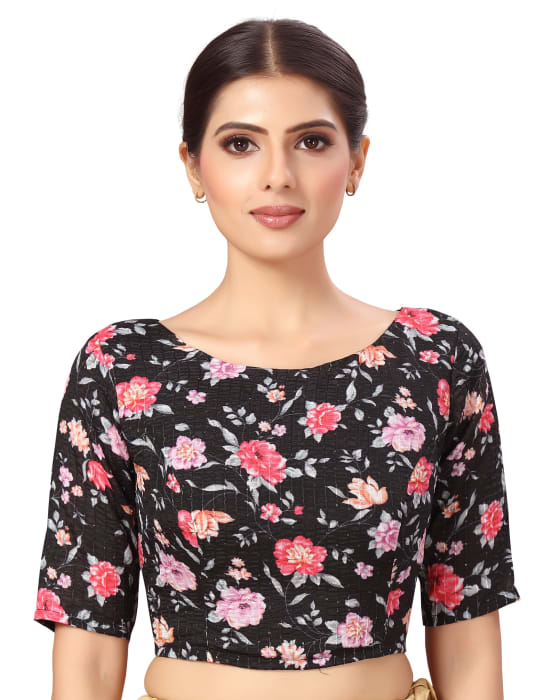 Studio Shringaar Women's Black Readymade Blouse (Design 2579)