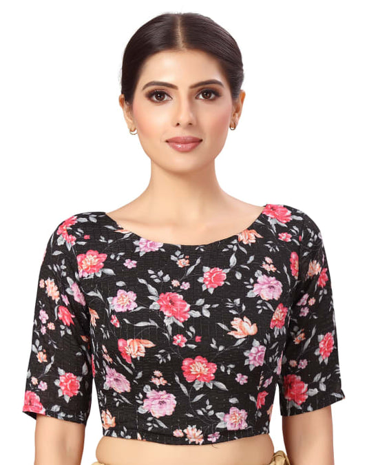 Studio Shringaar Women's Black Readymade Blouse (Design 2579)