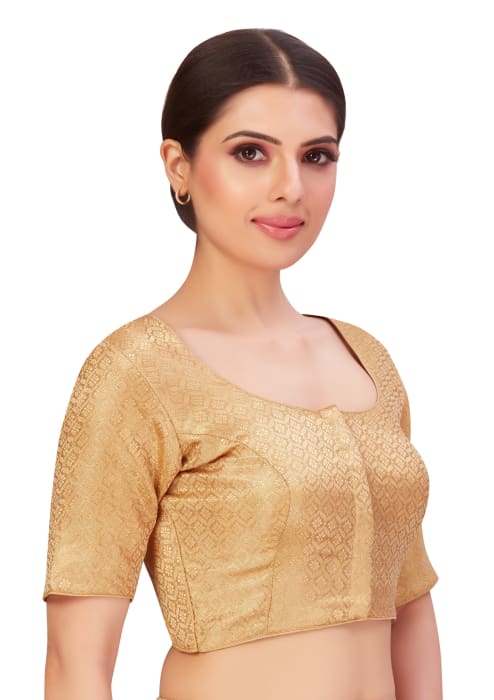 Studio Shringaar Women's Gold Readymade Blouse (Design 2653)