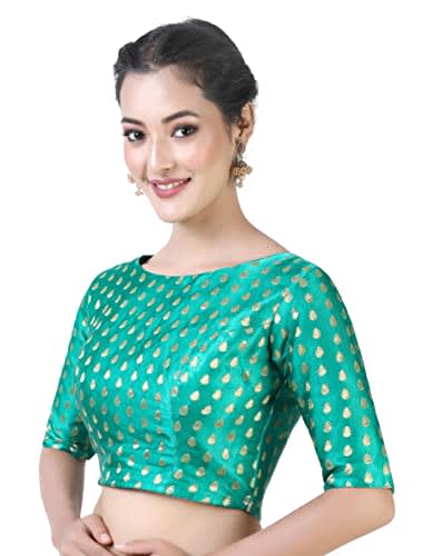 Studio Shringaar Women's Teal Readymade Blouse (Design 2368)
