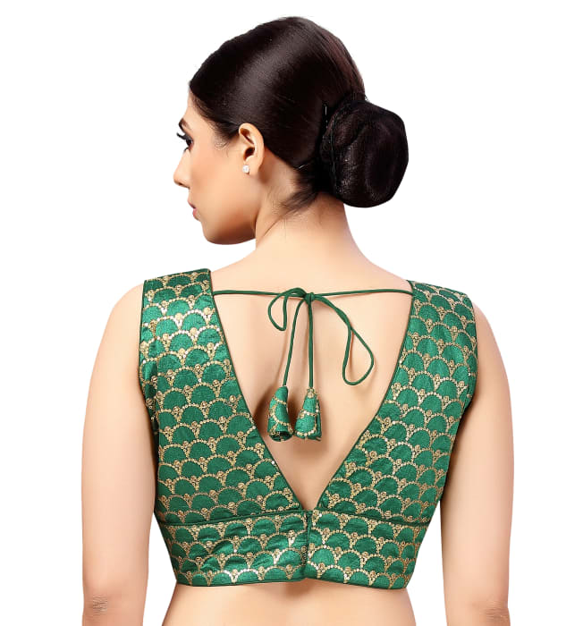 Studio Shringaar Women's Green Readymade Blouse (Design 2640)