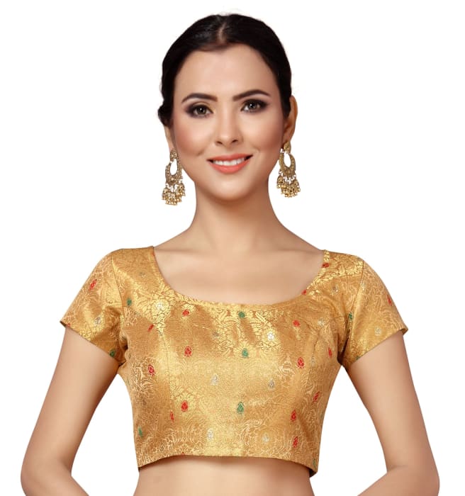 Studio Shringaar Women's Gold Readymade Blouse (Design 2172)