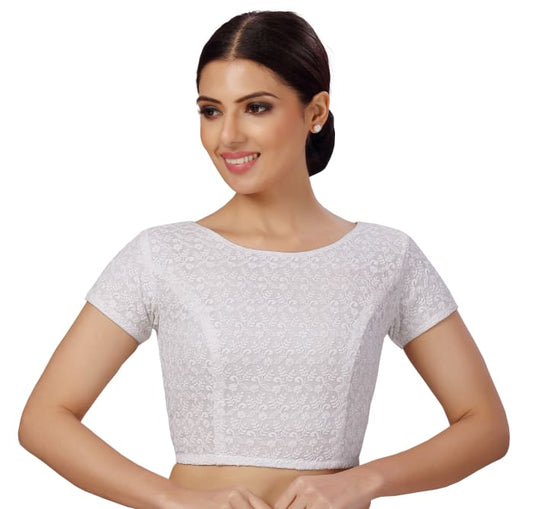 Studio Shringaar Women's White Readymade Blouse (Design 2589)