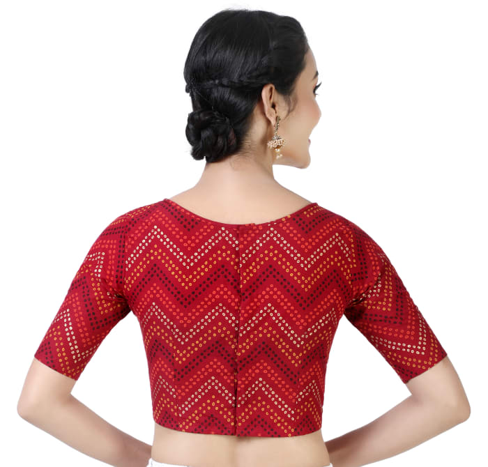 Studio Shringaar Women's Maroon Readymade Blouse (Design 2373)