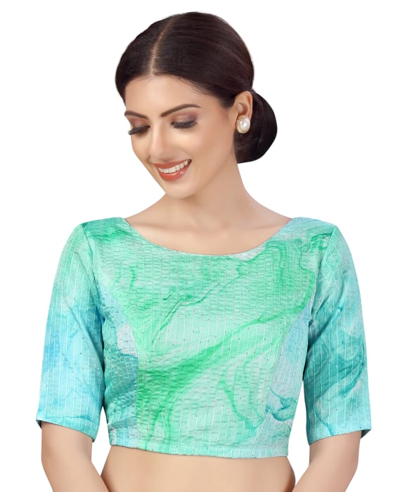 Studio Shringaar Women's Green Readymade Blouse (Design 2485)