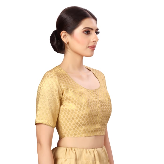 Studio Shringaar Women's Gold Readymade Blouse (Design 2578)