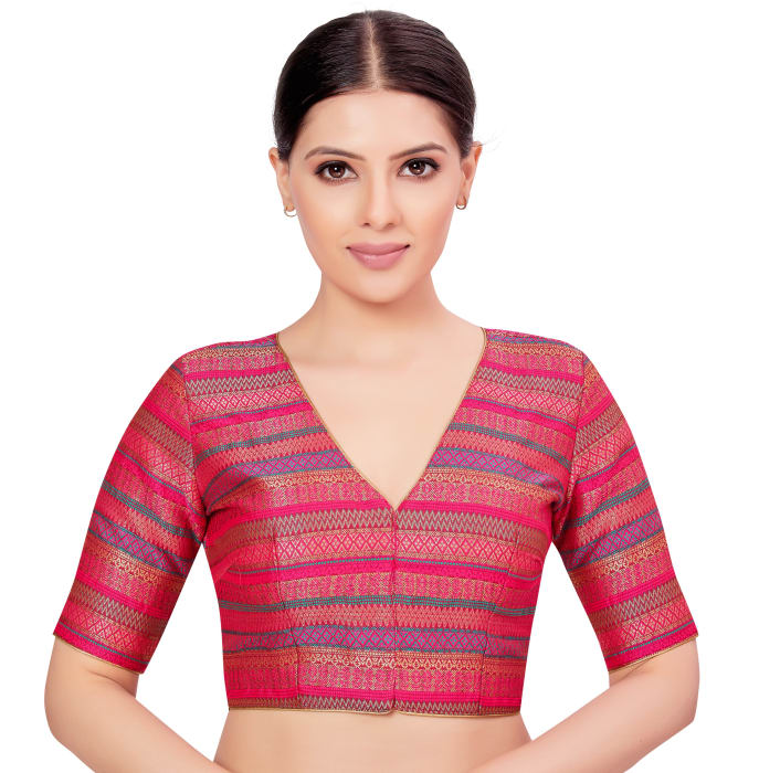 Studio Shringaar Women's Pink Readymade Blouse (Design 2677)