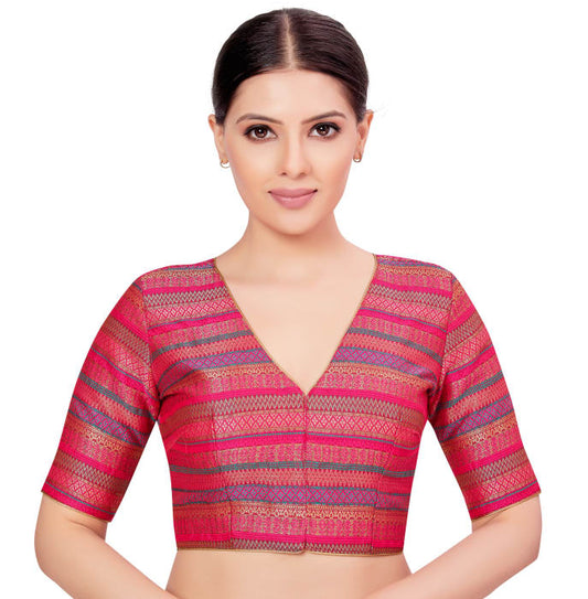 Studio Shringaar Women's Pink Readymade Blouse (Design 2677)
