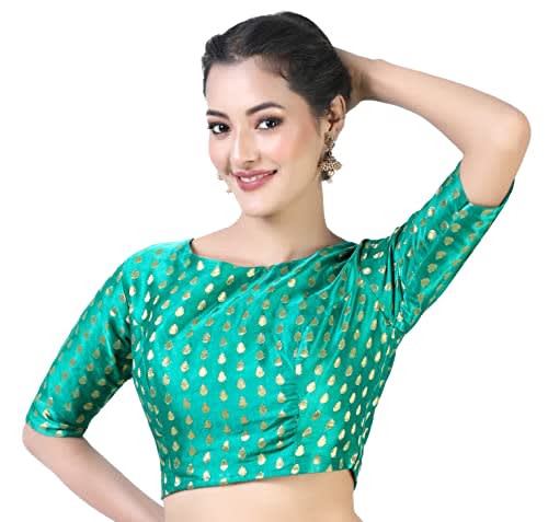 Studio Shringaar Women's Teal Readymade Blouse (Design 2368)