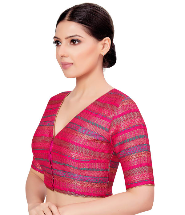 Studio Shringaar Women's Pink Readymade Blouse (Design 2677)