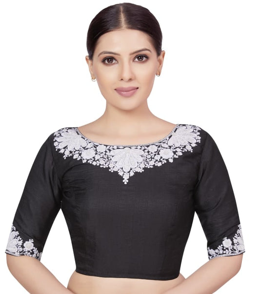 Studio Shringaar Women's Black Readymade Blouse (Design 2663)