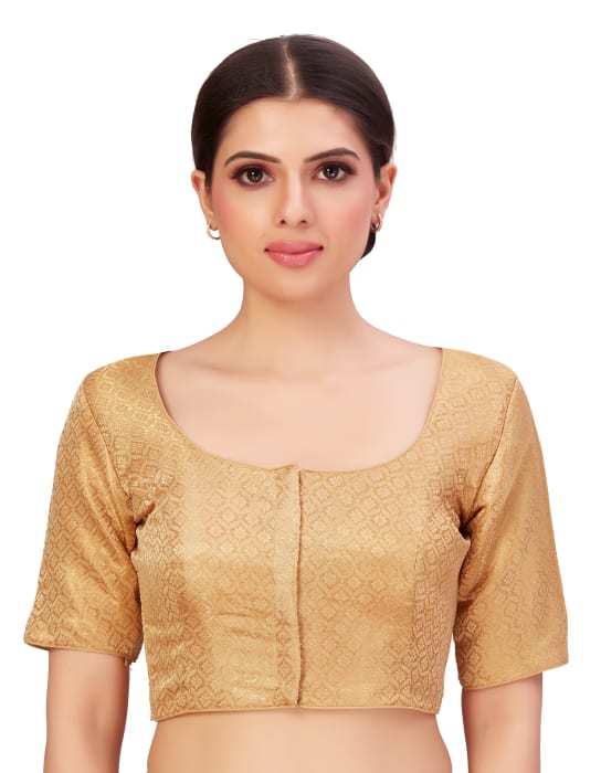 Studio Shringaar Women's Gold Readymade Blouse (Design 2653)