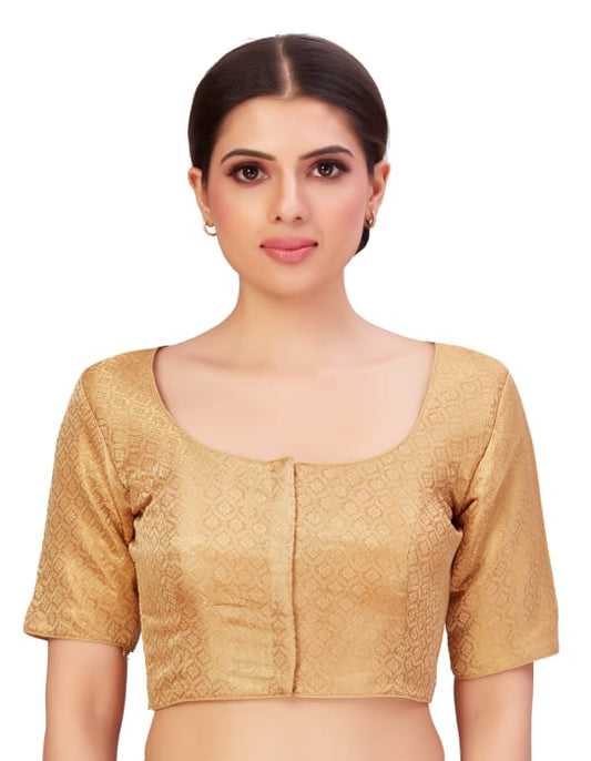 Studio Shringaar Women's Gold Readymade Blouse (Design 2653)