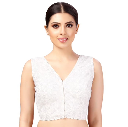 Studio Shringaar Women's White Readymade Blouse (Design 2642)