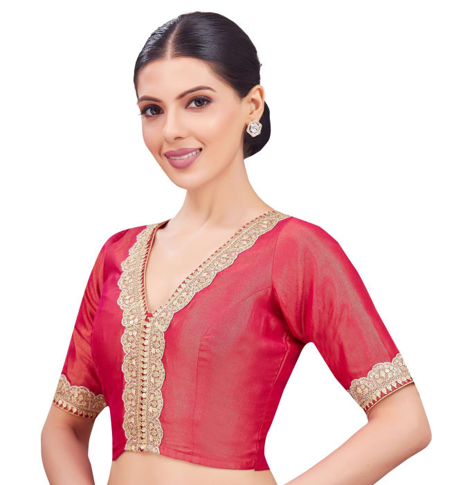 Studio Shringaar Women's Pink Readymade Blouse (Design 2708)