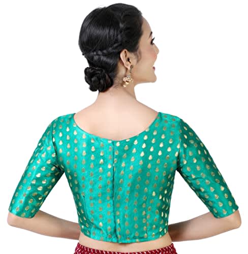 Studio Shringaar Women's Teal Readymade Blouse (Design 2368)
