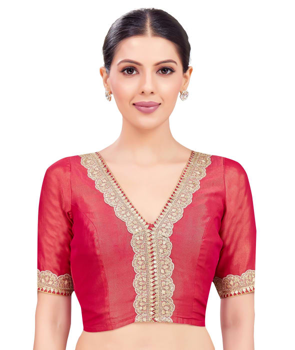 Studio Shringaar Women's Pink Readymade Blouse (Design 2708)