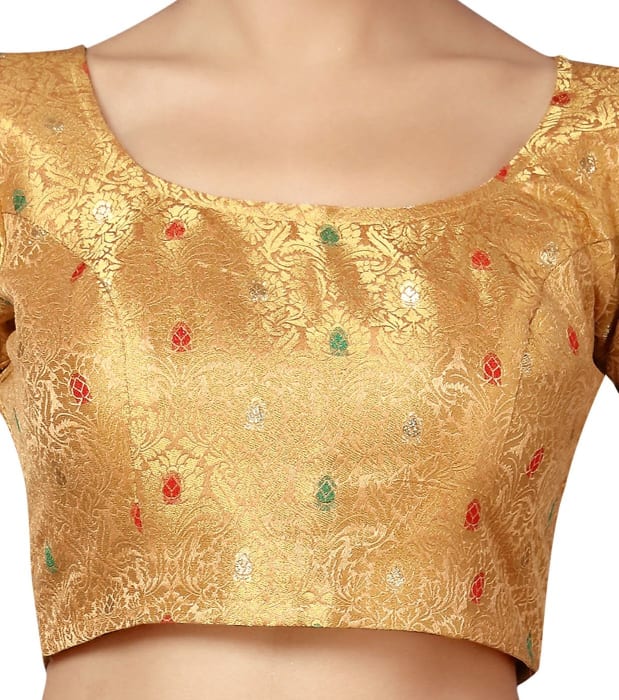 Studio Shringaar Women's Gold Readymade Blouse (Design 2172)