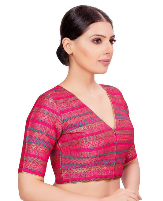 Studio Shringaar Women's Pink Readymade Blouse (Design 2677)