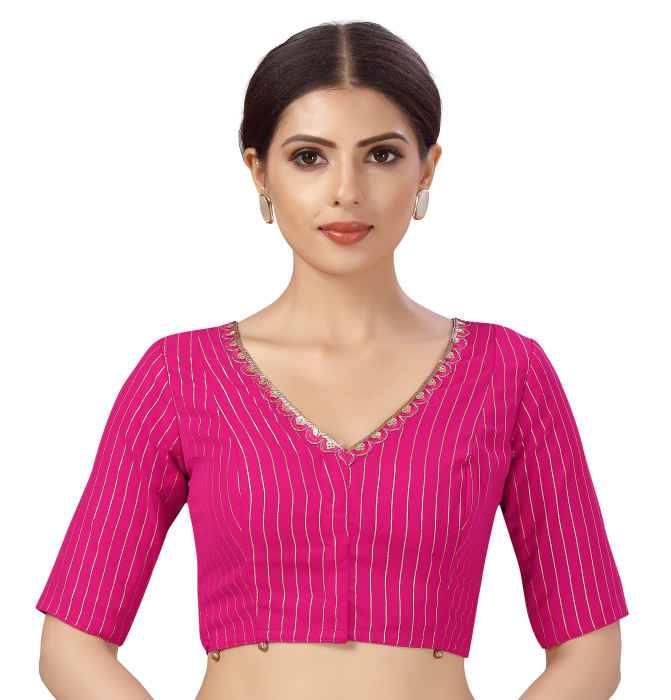 Studio Shringaar Women's Pink Readymade Blouse (Design 2465)